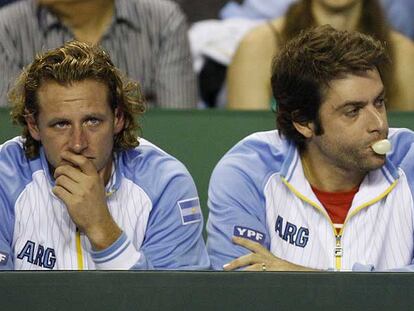 David Nalbandian y Agustín Calleri, en el banquillo argentino.