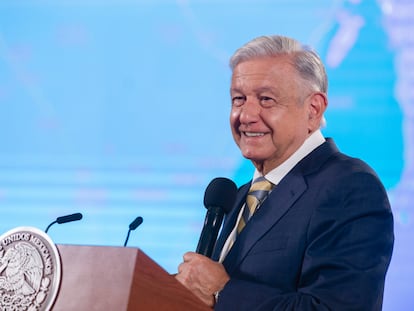 Andrés Manuel López Obrador durante su conferencia de prensa matutina de este lunes.