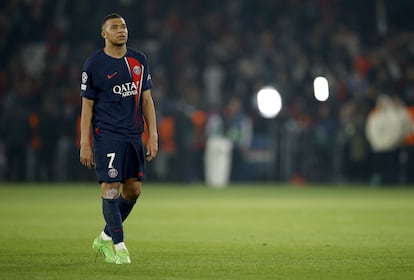 Kylian Mbappé después de la eliminación del PSG de la Champions League a manos del Borussia Dortmund.