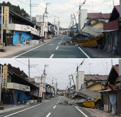 Calle de Futaba una de las localidades de la zona de exclusión como consecuencia de los daños sufirdos en la central de Fukushima.