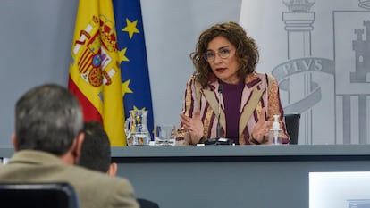 Government spokesperson María Jesús Montero after the Cabinet meeting on Tuesday.