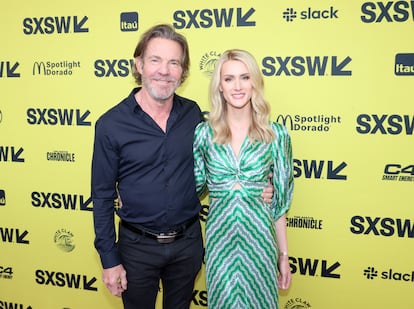 Dennis Quaid and Laura Savoie at the premiere of ‘The Long Game’ in Austin, Texas, in March 2023.