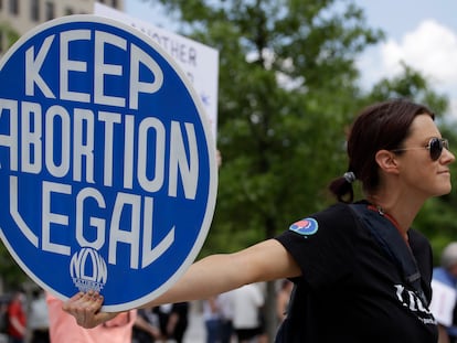 Abortion-rights demonstrator holds a sign during a rally on May 14, 2022, in Chattanooga, Tennessee. Feb. 14, 2023.