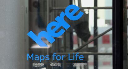 Logo de la empresa de mapas Here, el 9 de julio en su sede de Berlín.