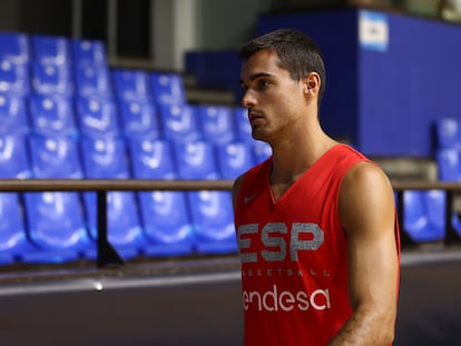 Alberto Abalde, durante un entrenamiento con España.