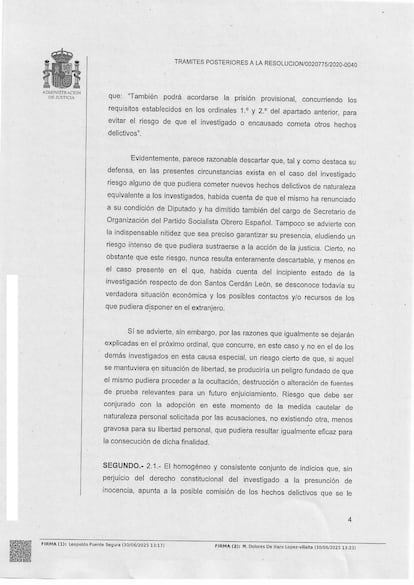 Auto prisión Santos Cerdán