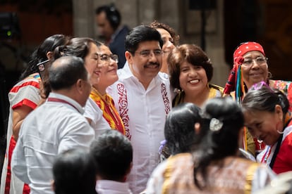 El ministro presidente de la nueva Suprema Corte de Justicia de la Nación, Hugo Aguilar, durante el primer informe.