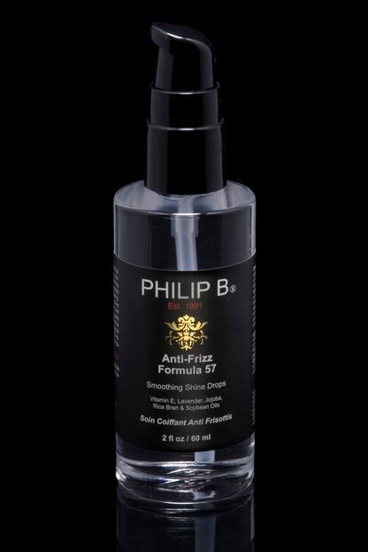 Aporta ese brillo que le falta a tu melena con el spray Anti Frizz Formula 57 de Philip B. Se utiliza sobre el cabello mojado pero sus efectos se aprecian en seco.