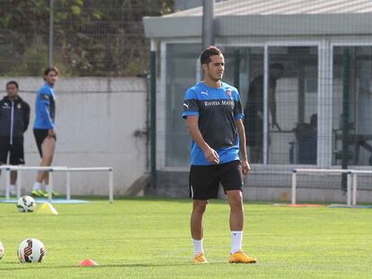 Lucas Vázquez, durante un entrenamiento en la ciudad deportiva del Espanyol.