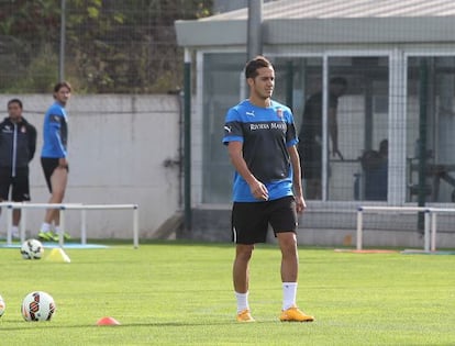 Lucas Vázquez, durante un entrenamiento en la ciudad deportiva del Espanyol.