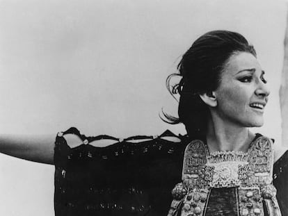 La soprano Maria Callas, durante la grabación de 'Medea', de Pasolini, en 1969.