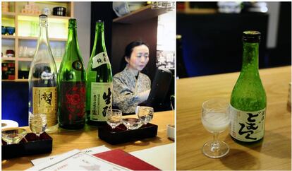 Degustación de tres saques en la barra de Sake Bar por nueve euros y sake condensado.