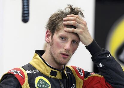 Romain Grosjean después de los entrenamientos.