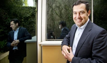 Juan Manuel Moreno Bonilla en la sede del PP-A.