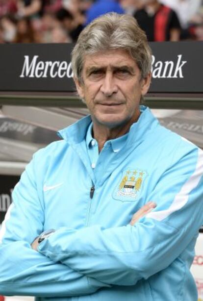 Pellegrini, durante un partido de pretemporada con el City.