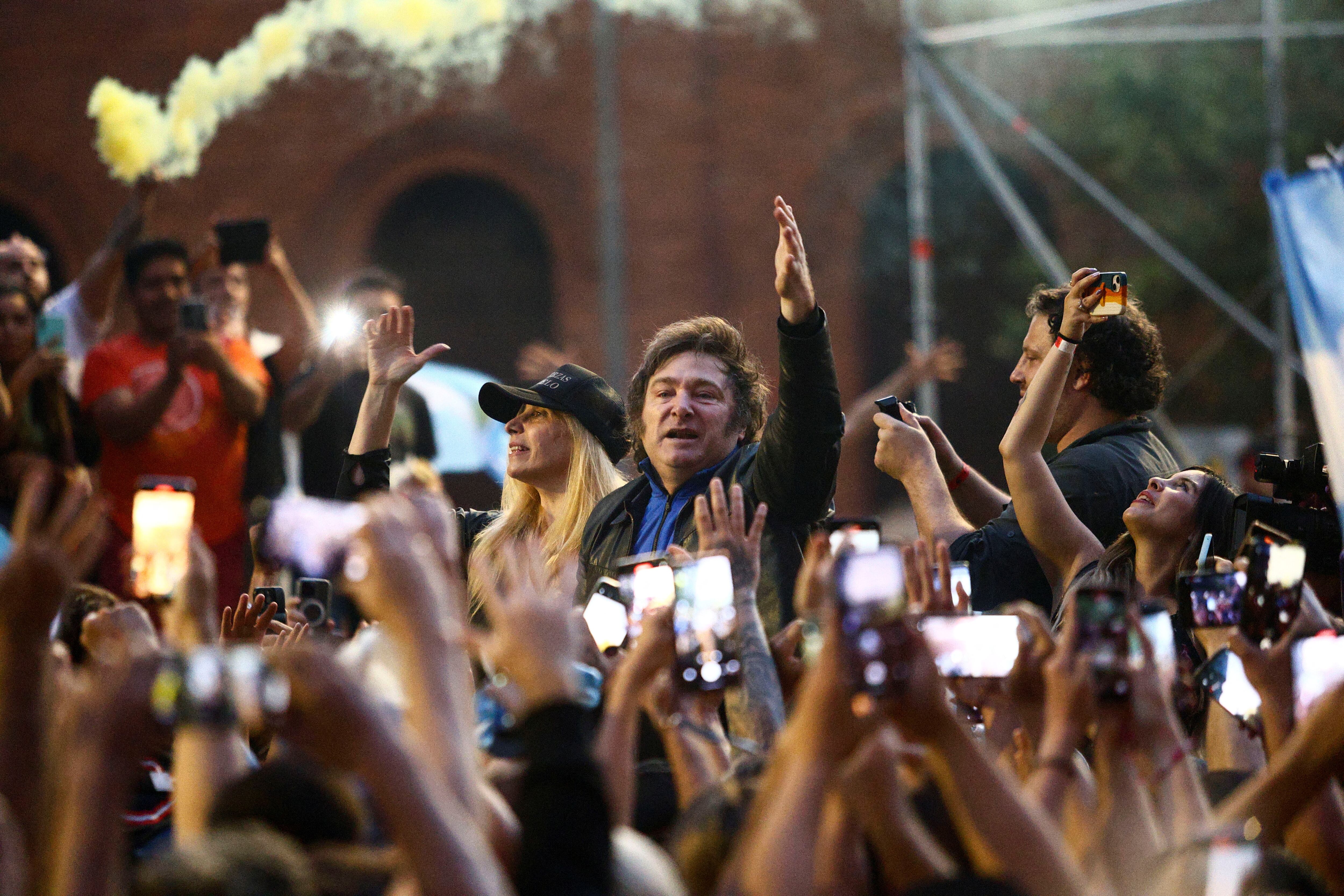 Javier Milei  durante el acto de clausura de su campaña electoral en Córdoba.