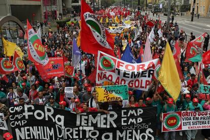 Manifestantes contrários ao Governo Temer e o " Grito dos Excluídos" se unem em ato em São Paulo nesta quarta-feira.