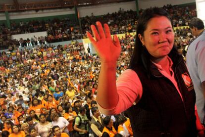 Keiko Fujimori, durante un acto de campaña en Lima.