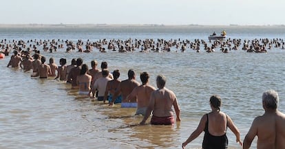 El ingreso de los nadadores fue en grupos de 50.