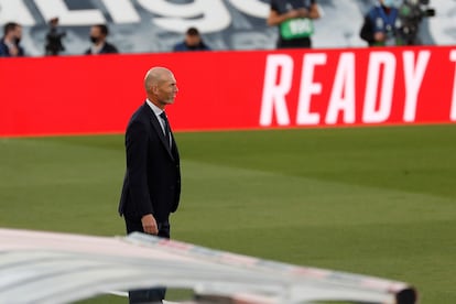 Zidane, este sábado en Valdebebas contra el Cádiz.