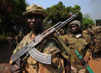 Combatientes rebeldes de Seleka, en enero cerca de Damara.
