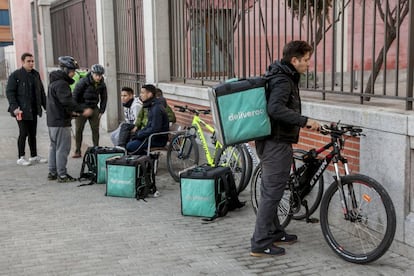 Repartidores de Deliveroo en Madrid.