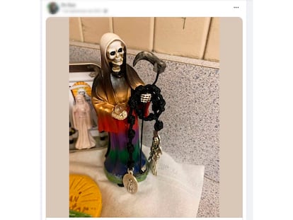 Una imagen de la Santa Muerte compartida por 'El Gus' en su perfil de Facebook.