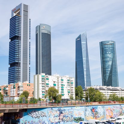 Edificios de oficinas de las Cuatro Torres de Madrid.