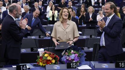 Roberta Metsola, este martes en el Parlamento Europeo.