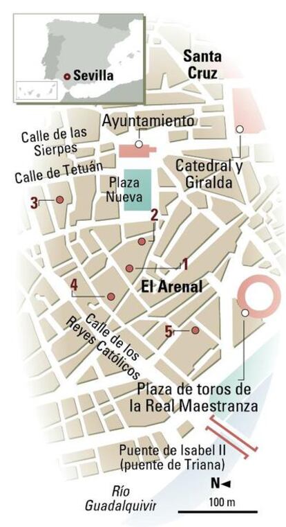 Plano del barrio sevillano del Arenal