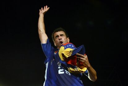 Henrique Capriles durante un acto de campa&ntilde;a en Barinas, Venezuela, el 8 de abril de 2013.