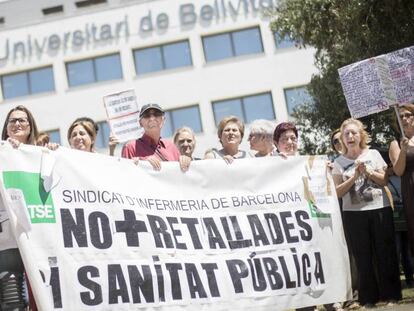 Manifestación en el hospital de Bellvitge de Barcelona en 2014.
 