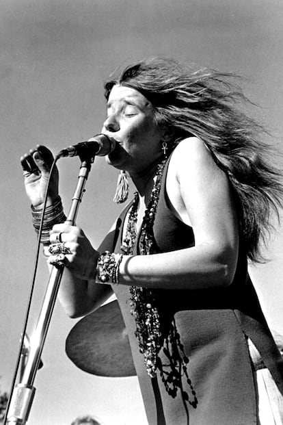 Janis Joplin, melena al viento en Woodstock.