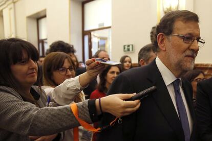 El presidente del Gobierno en funciones, Mariano Rajoy, este miércoles en el Congreso.