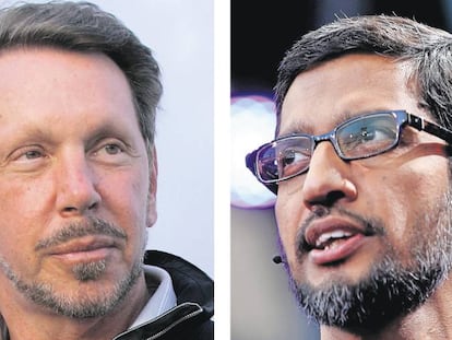 Larry Ellison, fundador de Oracle, y Sundar Pichai, CEO de Google.