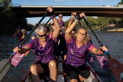 Entrenamiento de las Vallkirias en el río Pisuerga, en una imagen tomada la semana pasada.