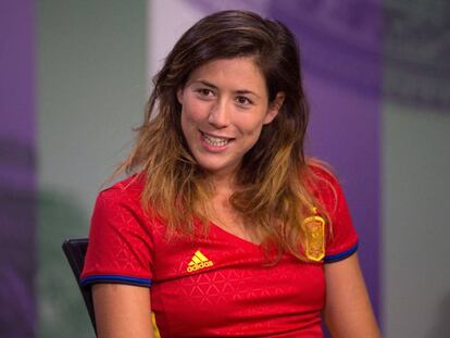 Muguruza, durante la rueda de prensa en el All England Tennis Club.