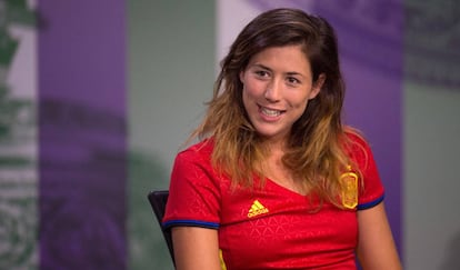 Muguruza, durante la rueda de prensa en el All England Tennis Club.