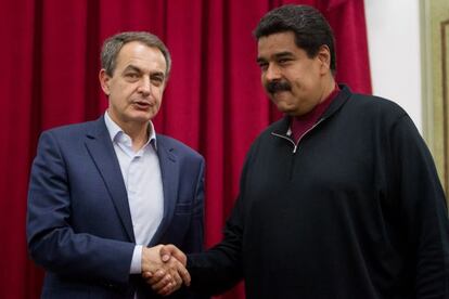 Rodriguez Zapatero durante el encuentro con Maduro