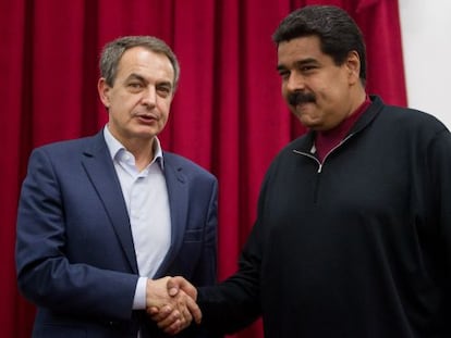 Rodriguez Zapatero durante el encuentro con Maduro