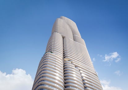 Imagen virtual del rascacielos que proyecta TM Grupo Inmobiliario en Benidorm. Será el más alto del municipio, con 230 metros de altura.
