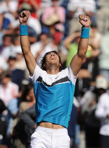 Rafael Nadal celebra su victoria sobre Andy Murray en el Masters de Indian Wells.