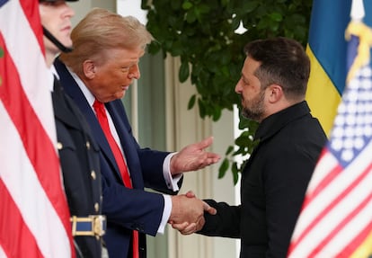 El presidente de Ucrania, Volodímir Zelenski, a su llegada a la Casa Blanca para reunirse, por segunda vez, con su homólogo estadounidense, Donald Trump.
