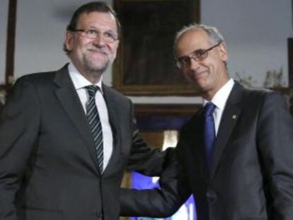 El presidente del Gobierno español, Mariano Rajoy, y el jefe del Gobierno de Andorra, Antoni Martí.