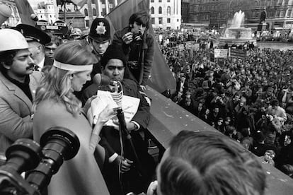 Se recrudeció la guerra de Vietnam y aumentaron las protestas y el activismo. En la imagen, la actriz Vanessa Redgrave en una manifestación en Trafalgar Square (Londres).