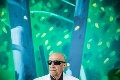 El pintor Alex Katz en rueda de prensa de la inauguración de su exposición en el Museo Thyssen-Bornemisza, en Madrid.