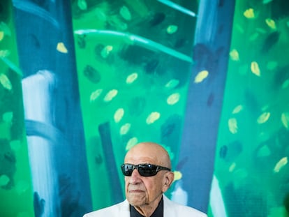 El pintor Alex Katz en rueda de prensa de la inauguración de su exposición en el Museo Thyssen-Bornemisza, en Madrid.