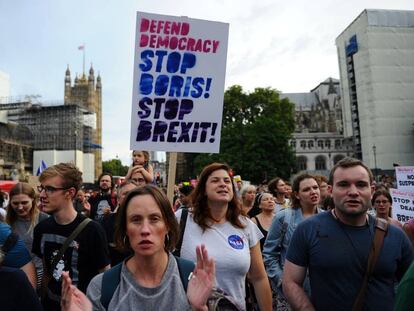 Manifestació en contra del Brexit, aquest dimecres.