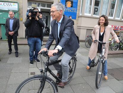 El candidato socialdemócrata y alcalde de Bremen, Carsten Sieling, este domingo.