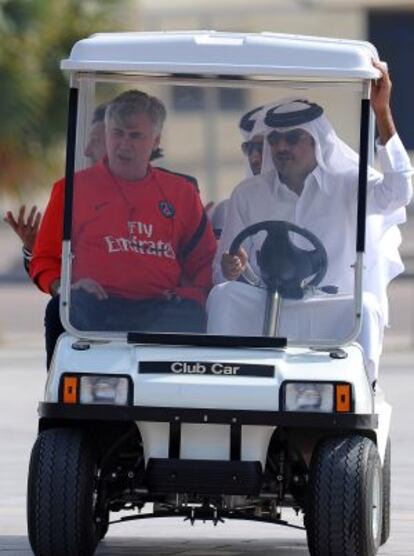 Ancelotti y Al-Thani, dueño del club.